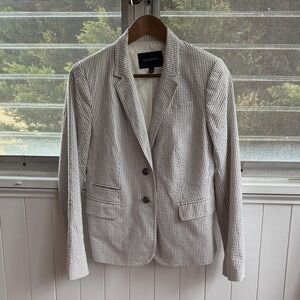 Banana Republic Gray Seersucker Striped Blazer Womens 6